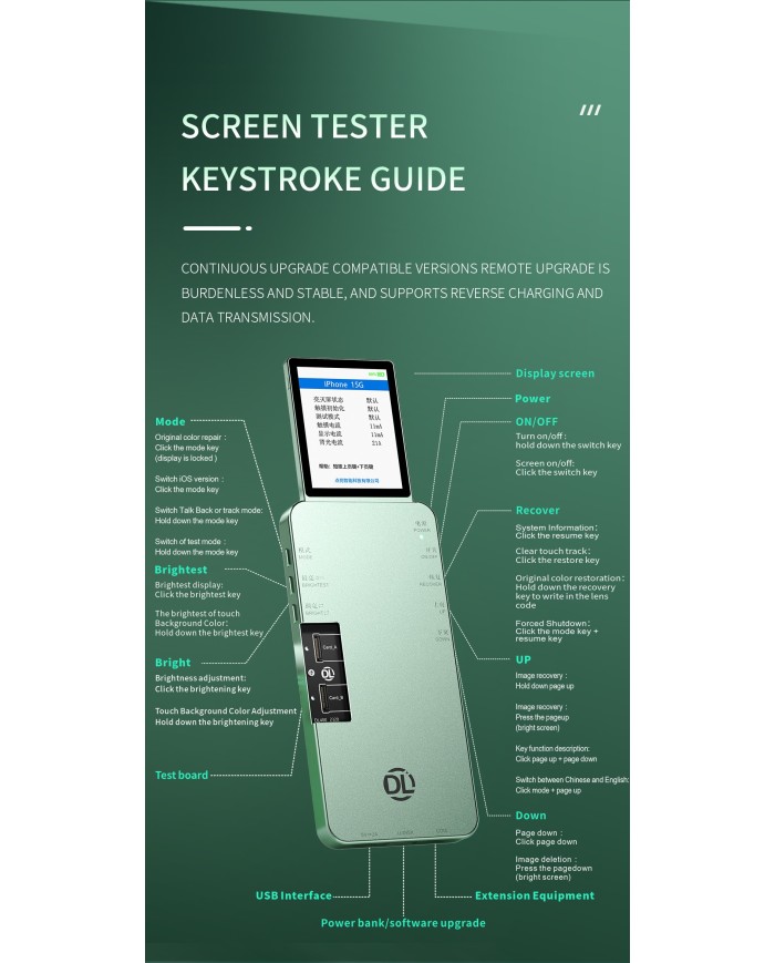 DL400 Pro Multifunctional Screen Tester iPhone 6 - 15PM / Android