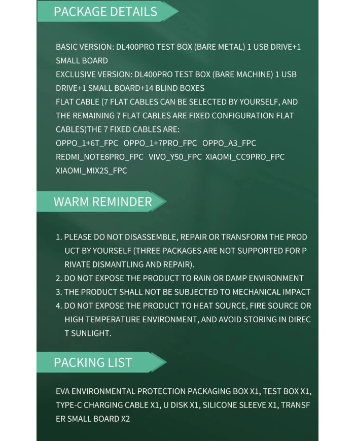 Wielofunkcyjny tester wyświetlaczy DL400 Pro iPhone 6 - 15PM / Android