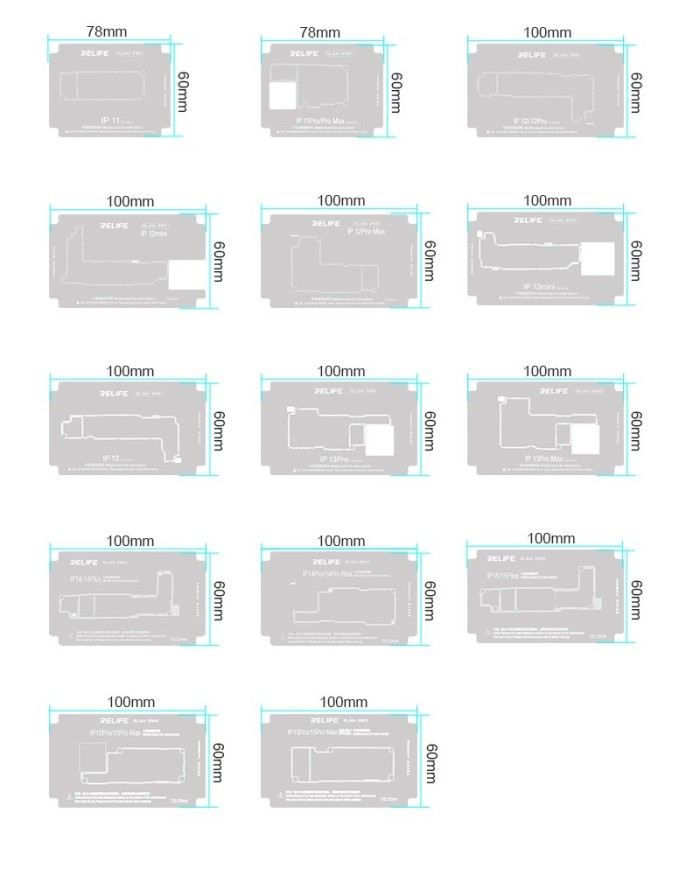 Zestaw do reballingu środkowej warstwy iPhone X-16PM RL-601T