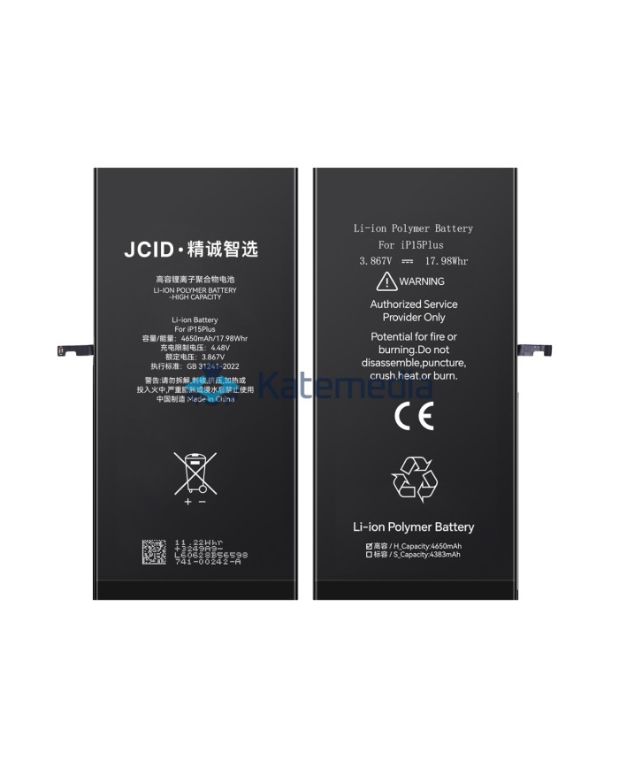 JCID iPhone 15 Plus Battery Increased Capacity