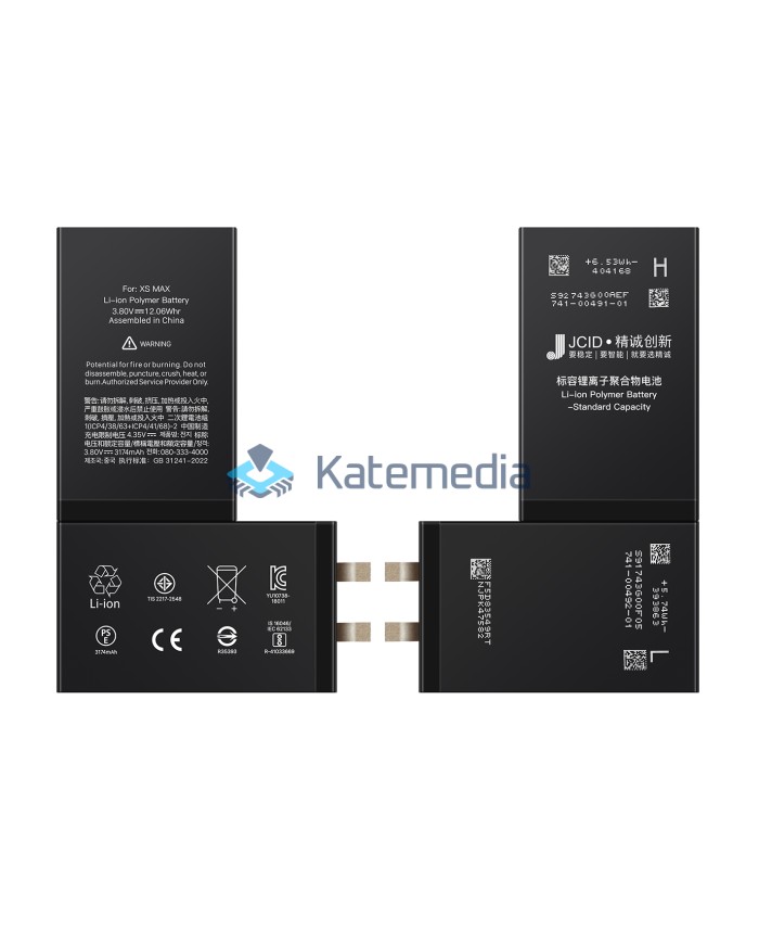 JCID iPhone XS Max Battery without BMS Tape + Insert