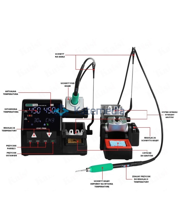 Soldering station Sugon T60 + Extender TJ8 suitable with C115 / C210 / C245 + 6 tips for free