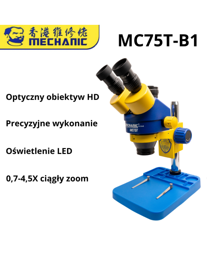 Mikroskop triocular Mechanic MC75T Minionek – niezawodny sprzęt dla profesjonalistów