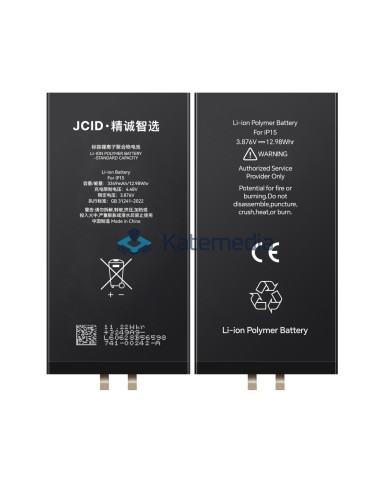 JCID iPhone 15 Battery without BMS tape + Insert