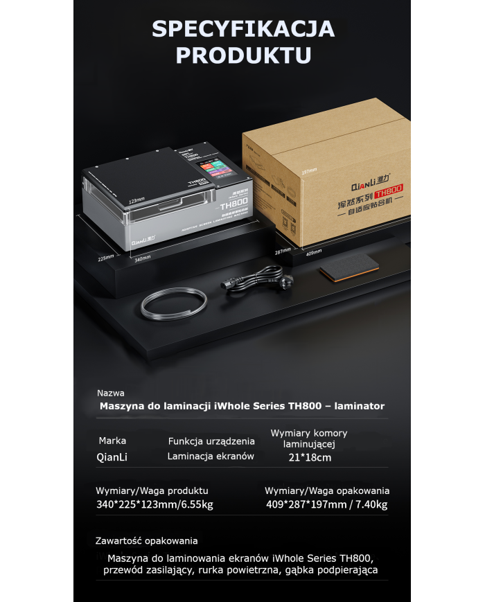 Maszyna do laminacji Qianli TH800 – laminator do ekranów