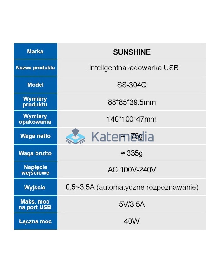 Sunshine SS-304Q-V2 6xUSB Service Charger