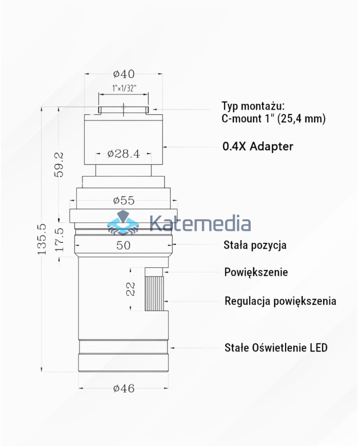 Adjustable ZOOM lens for microscope camera