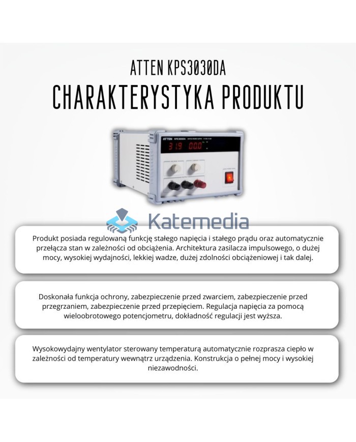 Zasilacz serwisowy laboratoryjny Atten KPS3030DA 30V 30A 900W