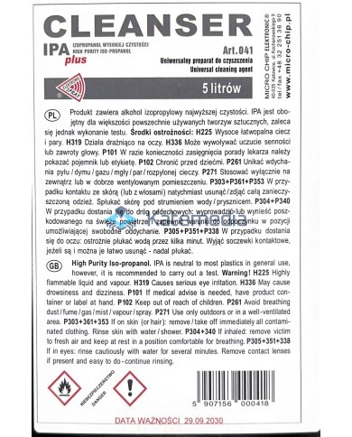 IZOPROPYL Alcohol Cleanser IPA Plus 5L