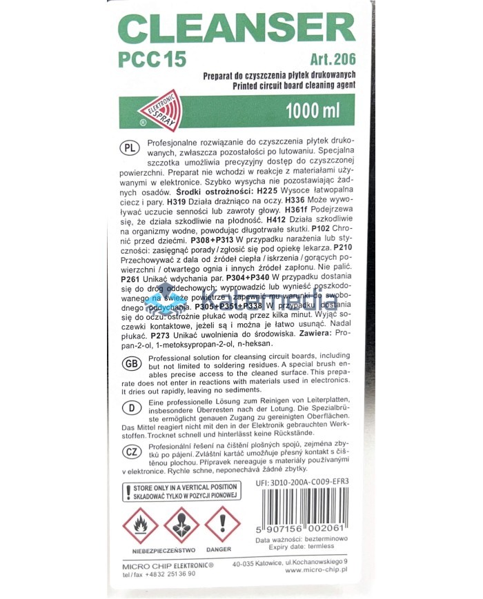 CLEANSER PCC15 KONTAKT DO CZYSZCZENIA PCB 1L