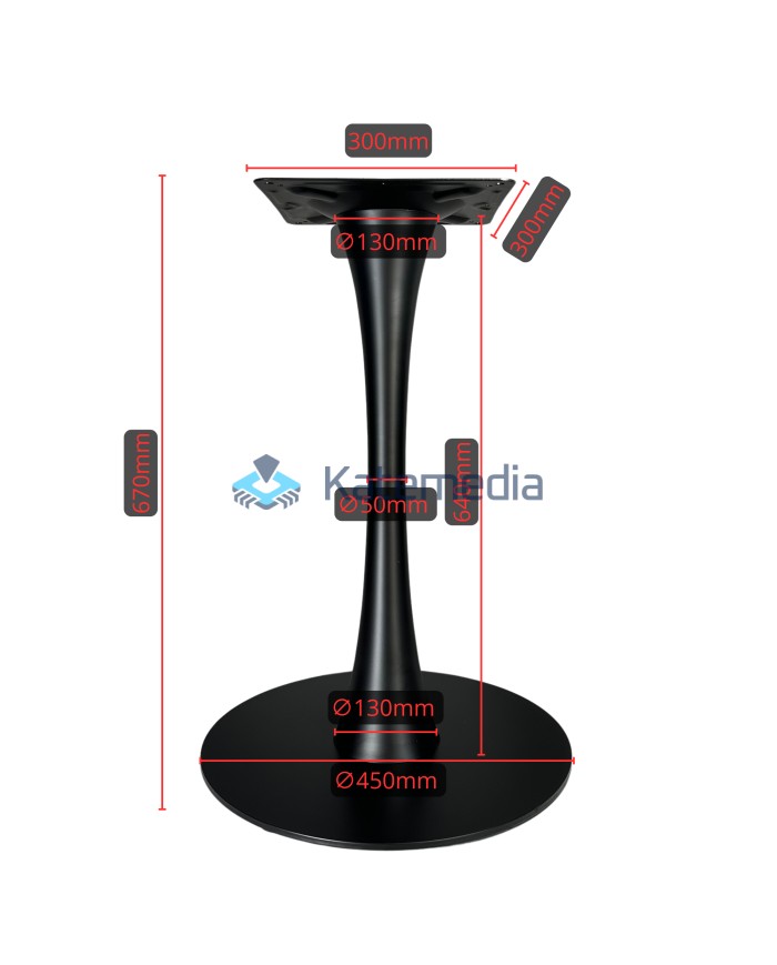Table pedestal, metal leg, B017, diameter 450, 300X300
