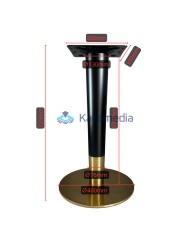 Table pedestal, metal leg, A025, fi400, 300x300, Black and Gold