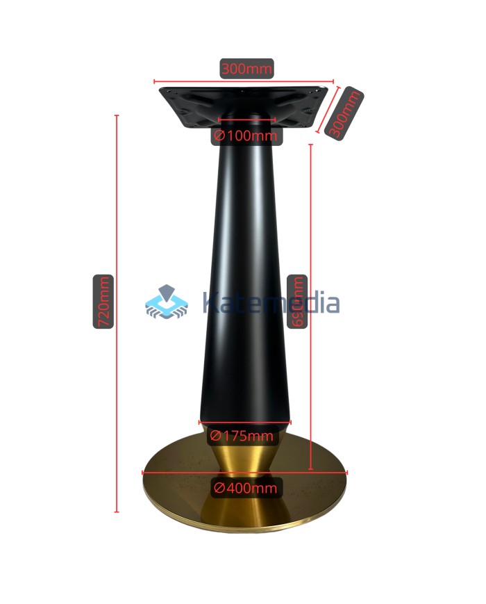 Postument do stołu noga metalowa B030 fi400 300x300 Czarno-Złoty