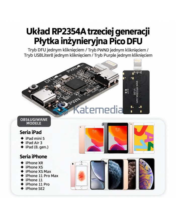 Płytka serwisowa SUNSHINE RP2354A Pico DFU PWN do iPhone i iPad