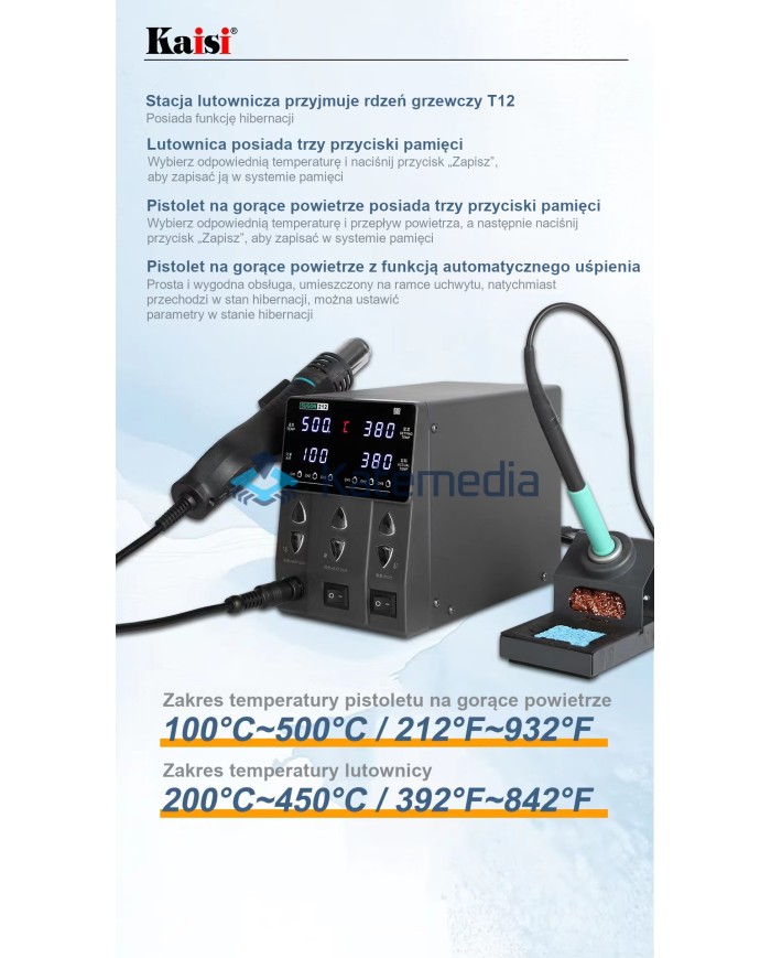 Sugon 212 – stacja lutownicza 2w1 Hot Air i T12