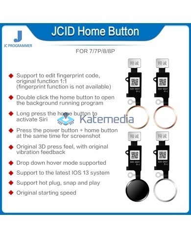 JCID Fully working Home button for iPhone 7 7P 8 8P Black