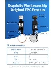 JCID Fully working Home button for iPhone 7 7P 8 8P White