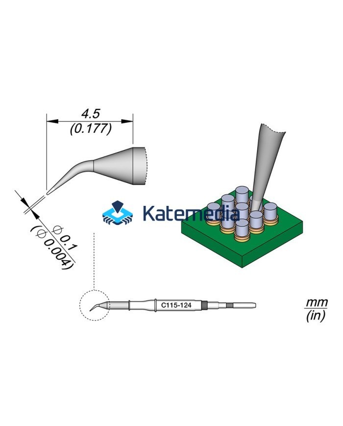 Soldering Tip JBC C115124 Conical Bent Ø 0.1