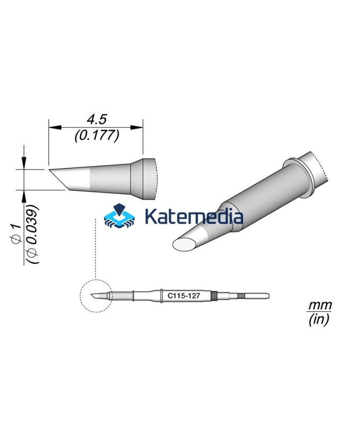 Soldering Tip JBC C115127 Cartridge Bevel Ø1
