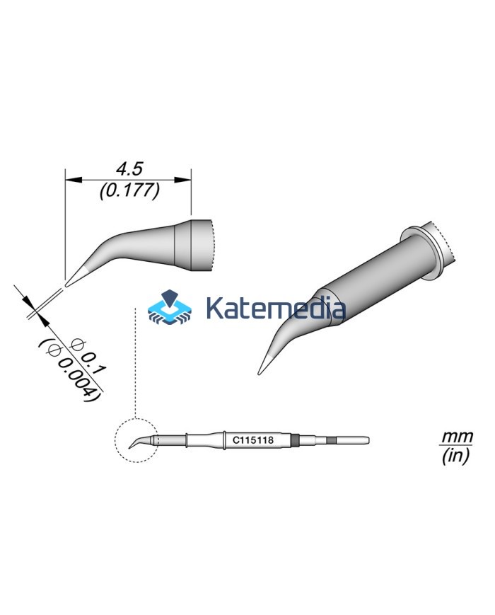 Soldering Tip JBC C115118 Conical Bent Ø 0.1