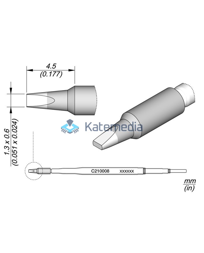 Soldering Tip JBC C210008 Cartridge Chisel 1.3 x 0.6