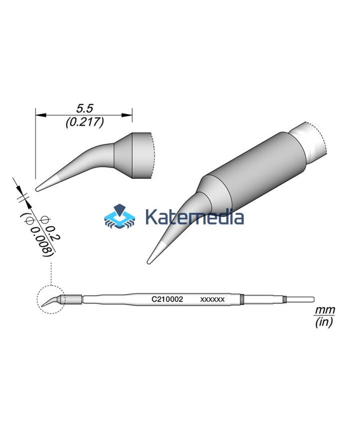 Soldering Tip JBC C210002 Conical Bent Ø 0.2