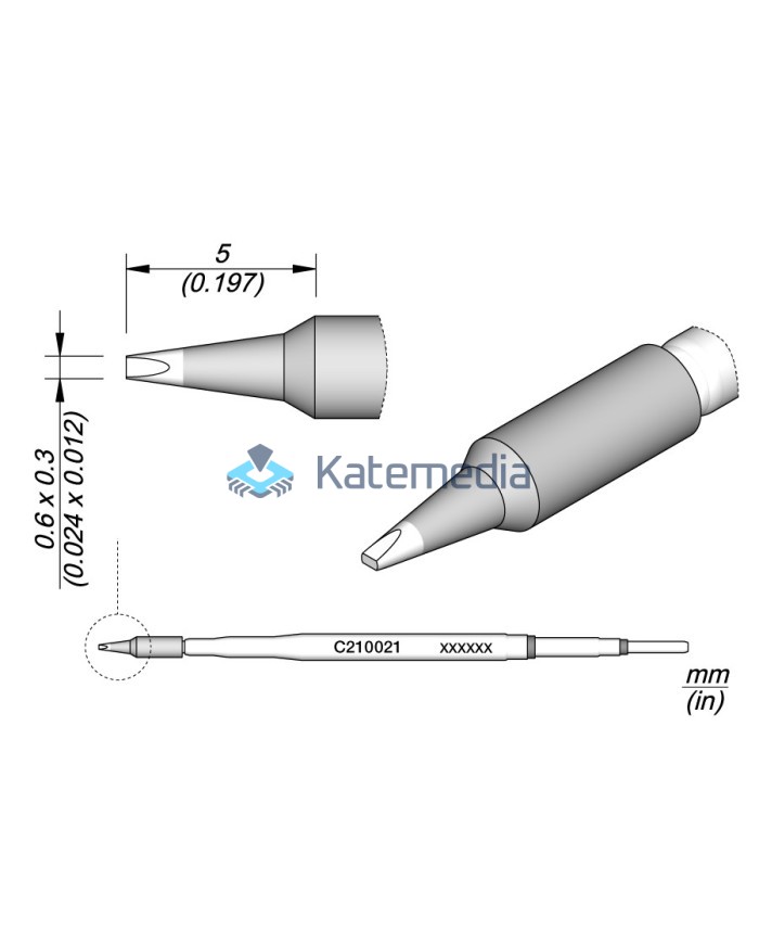 Soldering Tip JBC C210021 Cartridge Chisel 0.6 x 0.3
