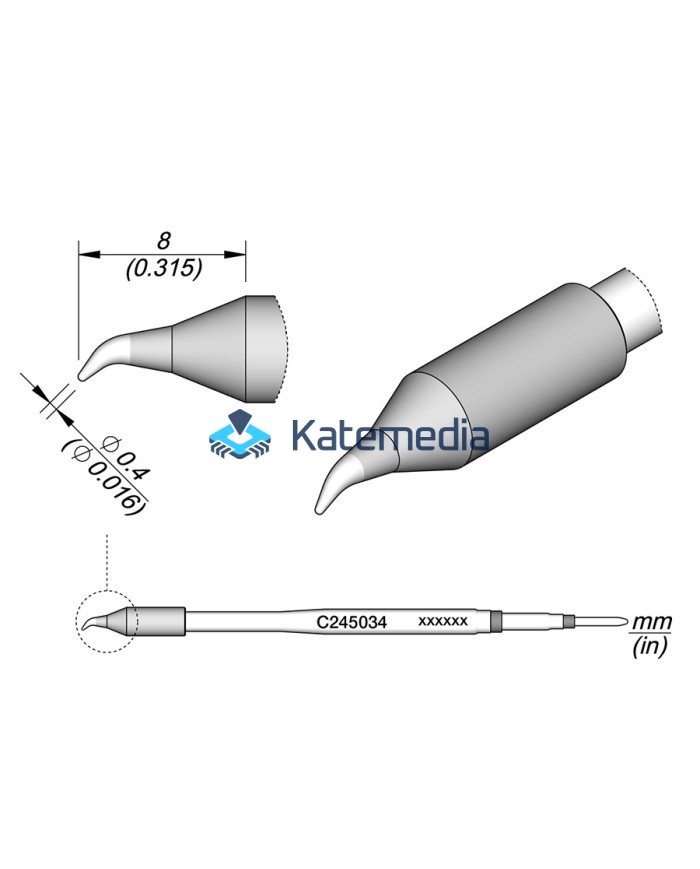 Grot lutownicy JBC C245034 Zakrzywiony ostry