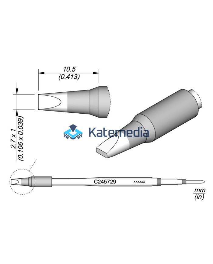 Soldering Tip JBC C245729 Cartridge Chisel 2.7 x 1