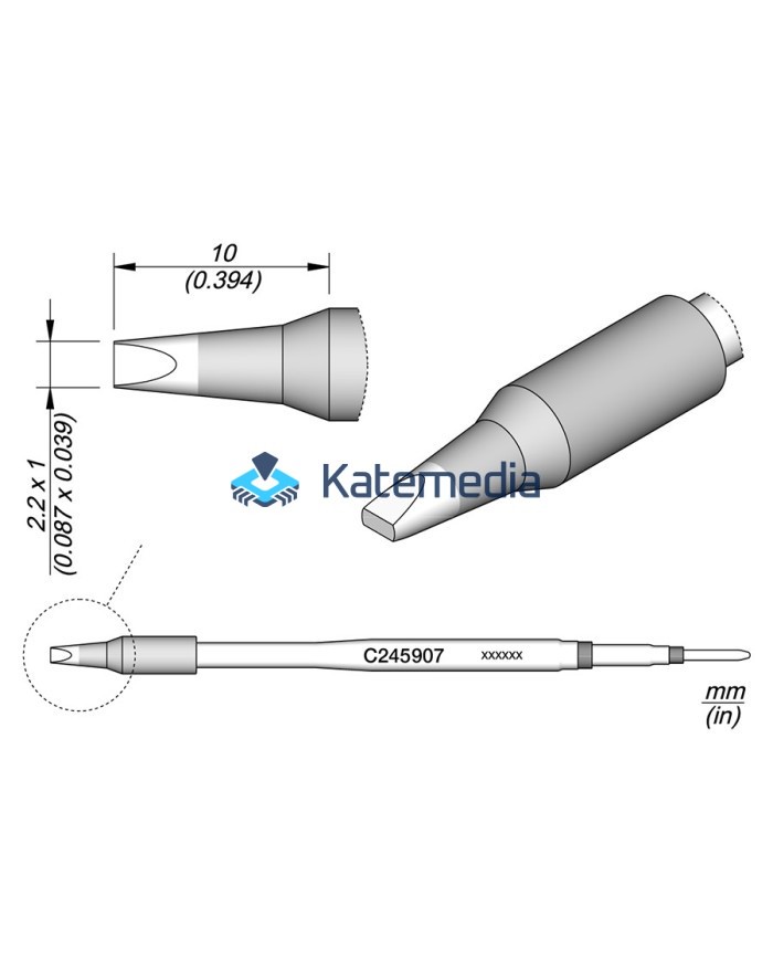 Soldering Tip JBC C245907 Cartridge Chisel 2.2 x 1