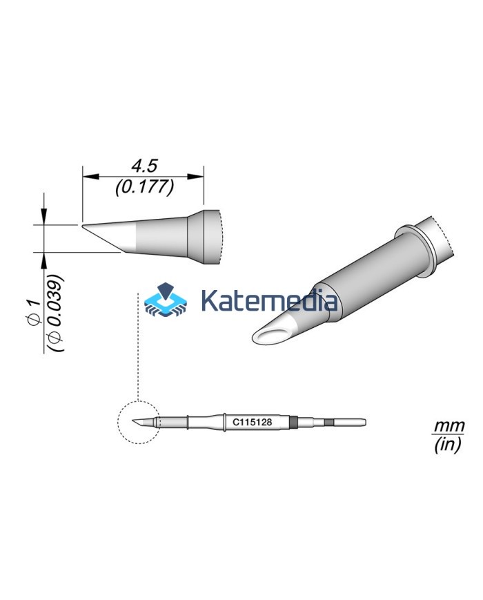 JBC C115128 Spoon Cartridge Ø 1 soldering tip