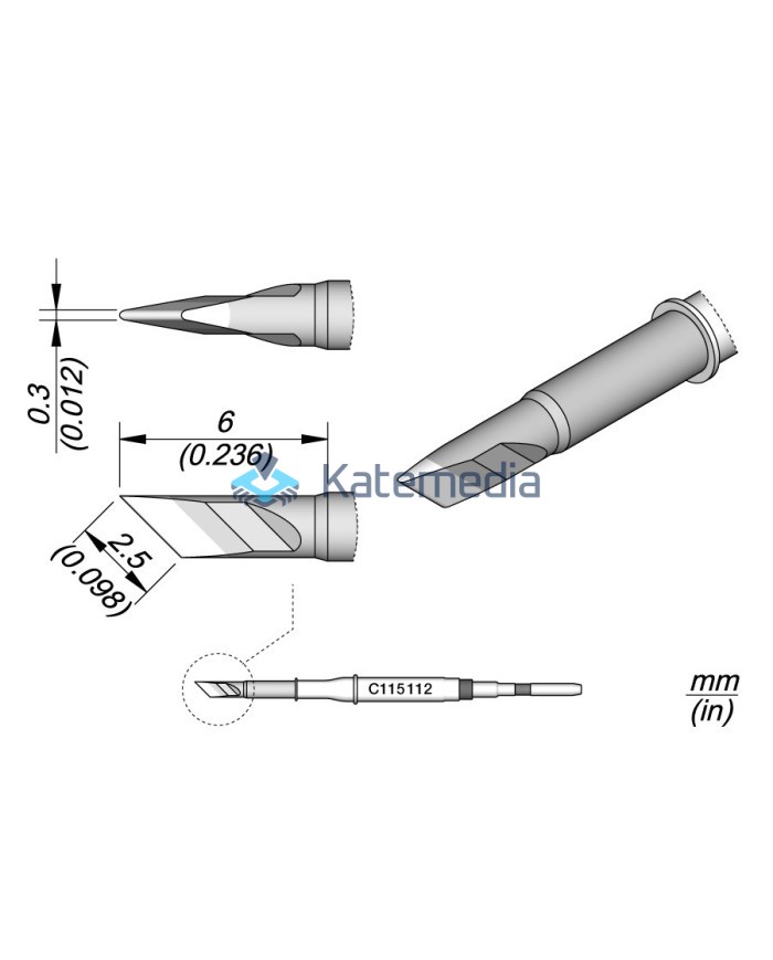 JBC C115112 Soldering Iron Tip Flat Beveled