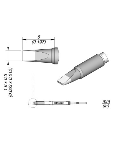 JBC C115222 Chisel Cartridge 1.6 x 0.3 HT soldering tip