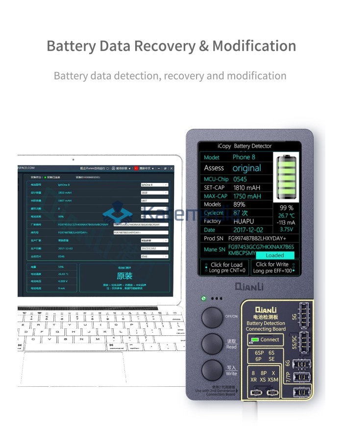 Programator Qianli iCopy Plus 2.2 True Tone / Baterie / Kable