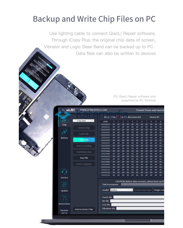 Programator Qianli iCopy Plus 2.2 True Tone / Baterie / Kable