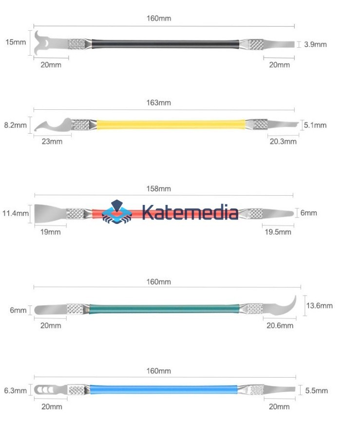 A set of scrapers for removing glue from the chips 049B