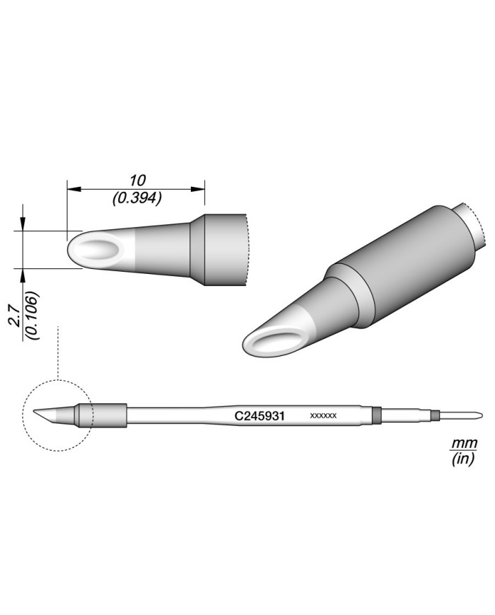 Soldering TIP JBC C245931 Mini Spoon Cartridge Ø 2.7