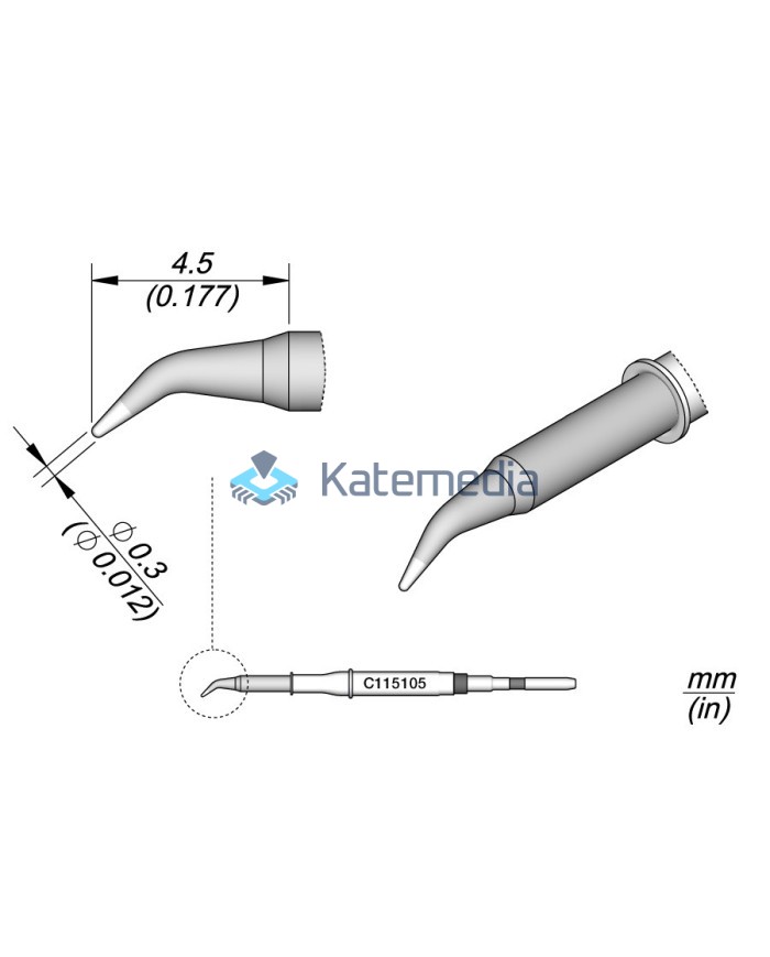 Grot lutownicy JBC C115105 Zakrzywiony ostry