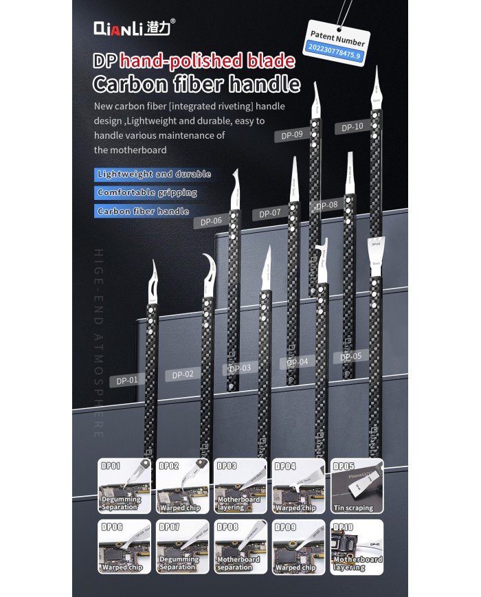Qianli DP-03 Ręcznie polerowane ostrze + uchwyt z włókna carbonowego NOWOŚĆ!