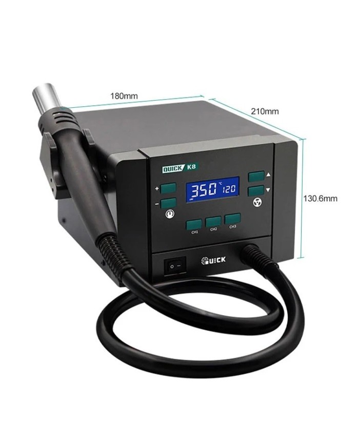 Quick K8 – stacja lutownicza Hot Air 1000W z 3 dyszami