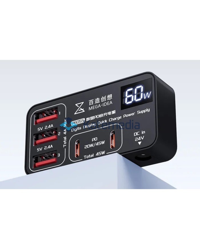 Szybka ładowarka Qianli P605S 60W QC Kompaktowe wymiary z ekranem poboru