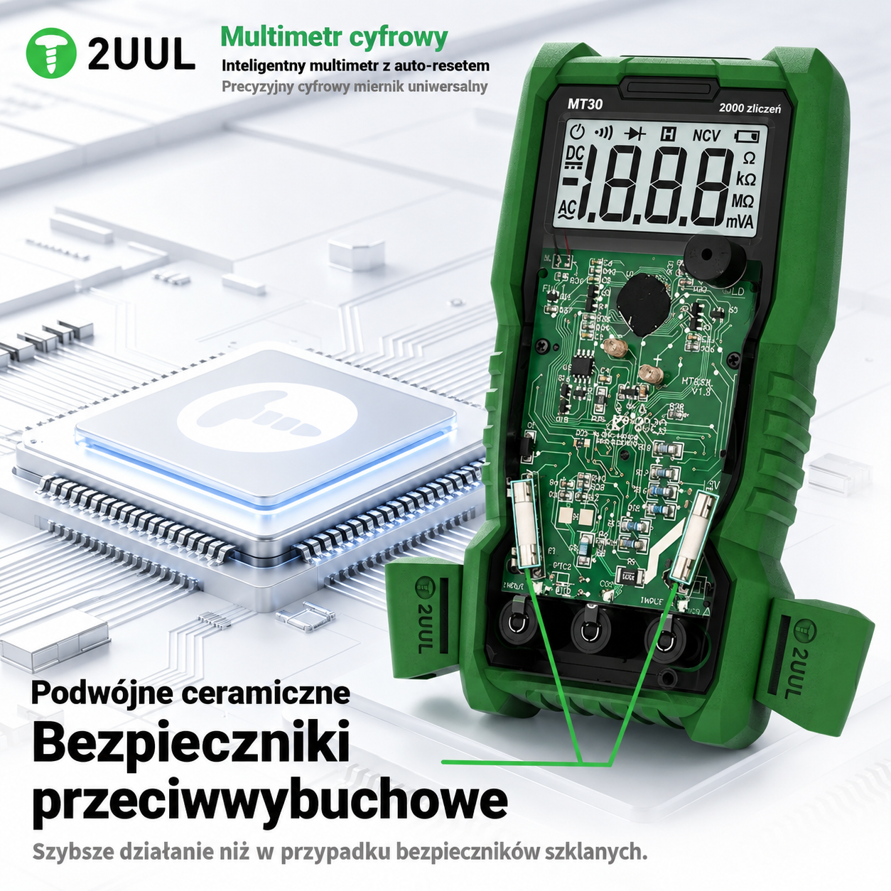 Podwójne bezpieczniki ceramiczne w multimetrze 2UUL MT30