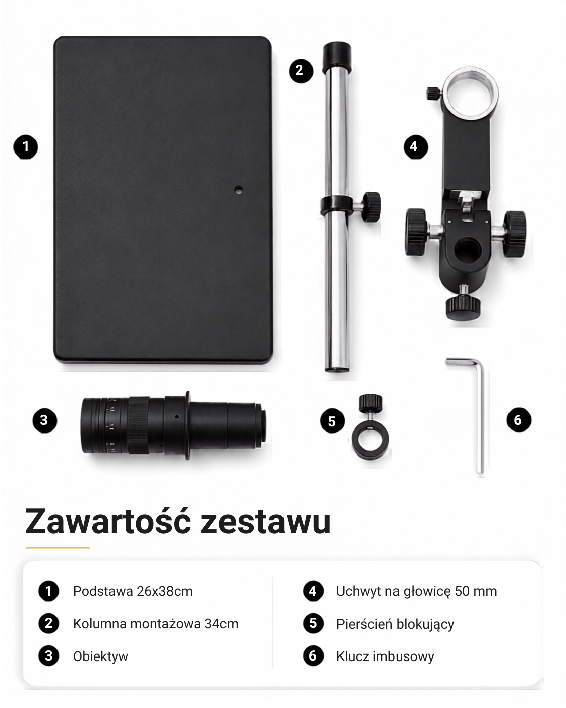 Zawartość zestawu mikroskopu Monocular A10