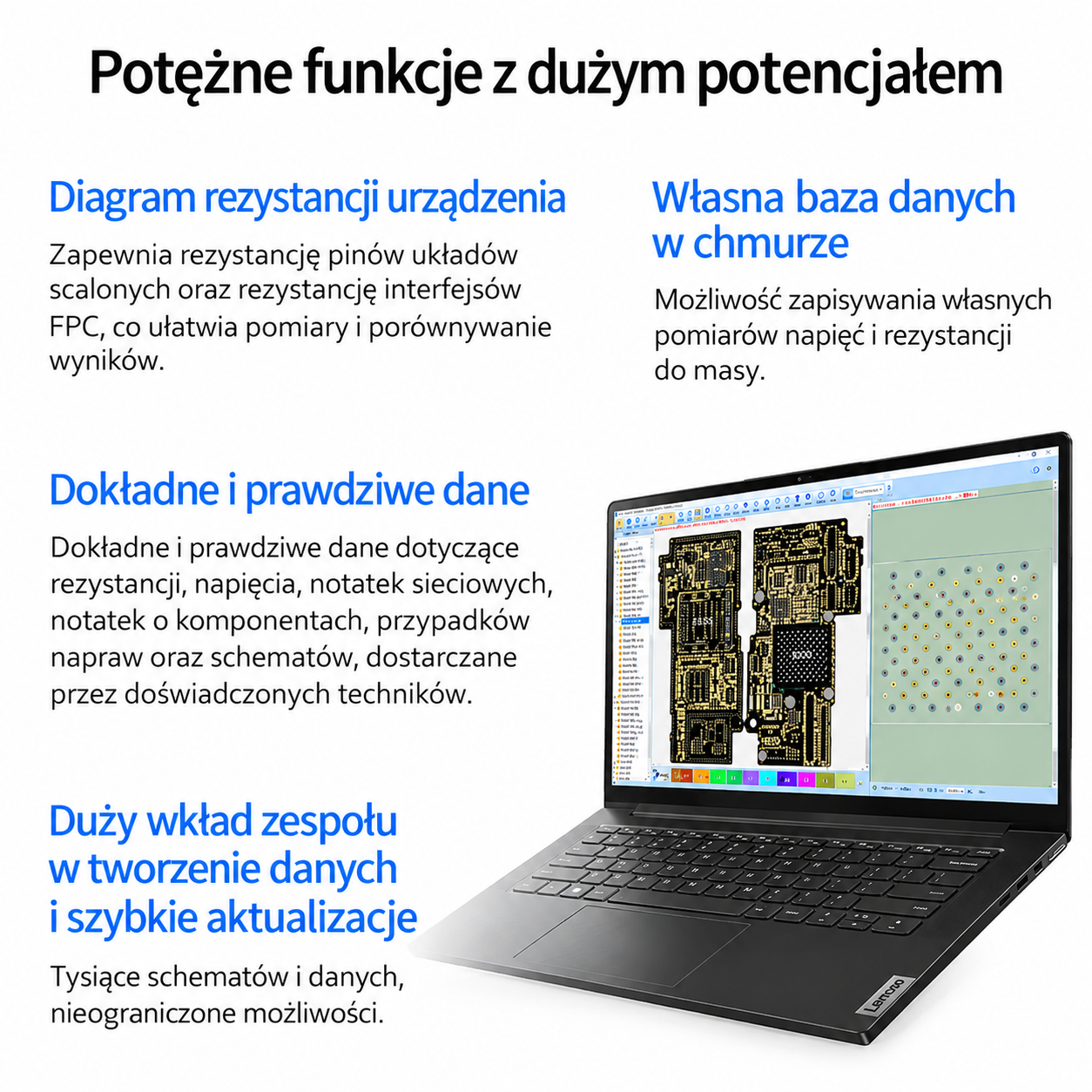 JCID Drawing – wartości rezystancji, napięcia i baza pomiarów