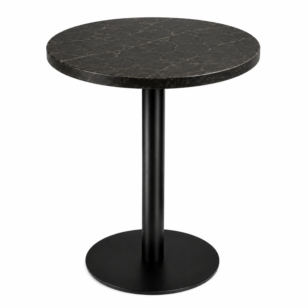 B09P Pedestal with a round black marble-look top – product view